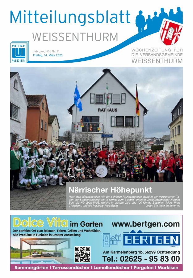 Mitteilungsblatt für den Bereich der Verbandsgemeinde Weißenthurm Titelblatt 11/2025
