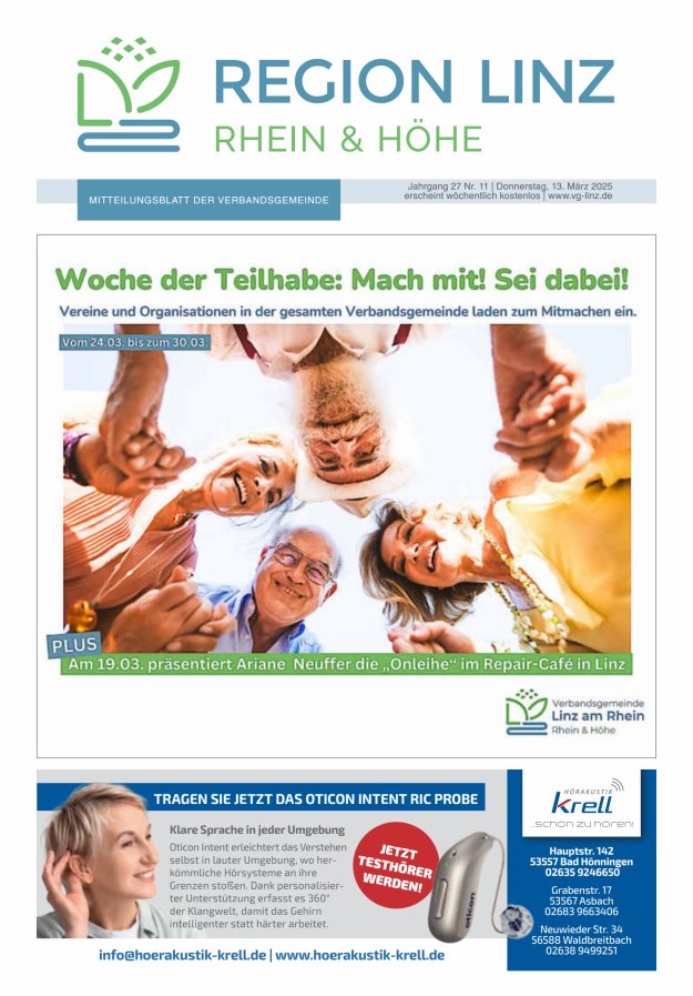 Unsere Verbandsgemeinde Linz am Rhein Titelblatt 11/2025