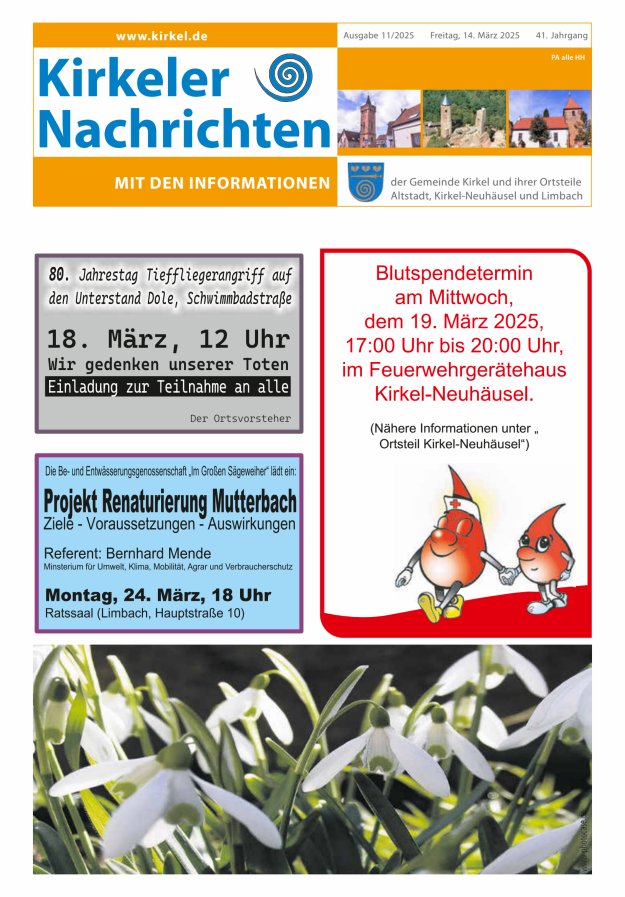 Kirkeler Nachrichten Titelblatt 11/2025