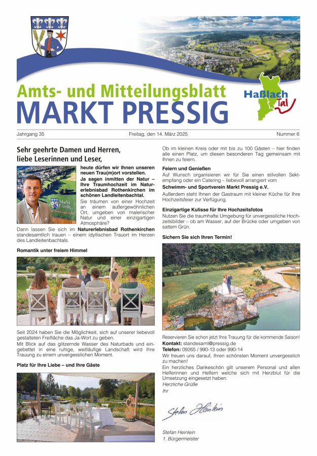 Amtsblatt für den Markt Pressig mit den Gemeindeteilen Titelblatt 06/2025