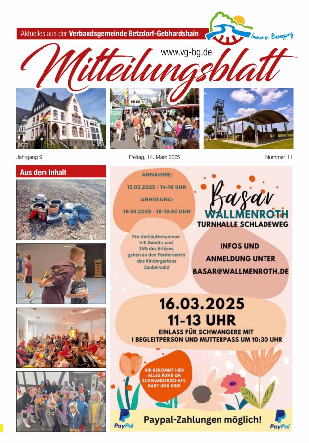 Aktuelles aus der VG Betzdorf-Gebhardshain, Ausgabe Betzdorf Titelblatt 11/2025