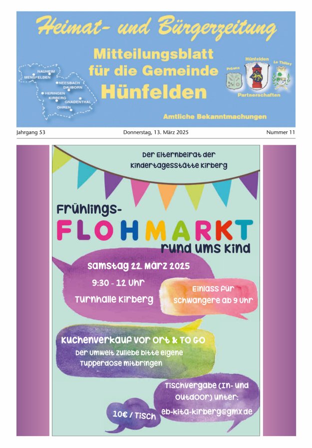 Mitteilungsblatt für die Gemeinde Hünfelden Titelblatt 11/2025
