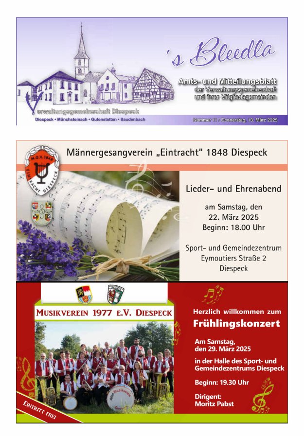 Amts- und Mitteilungsblatt VGem Diespeck Titelblatt 11/2025
