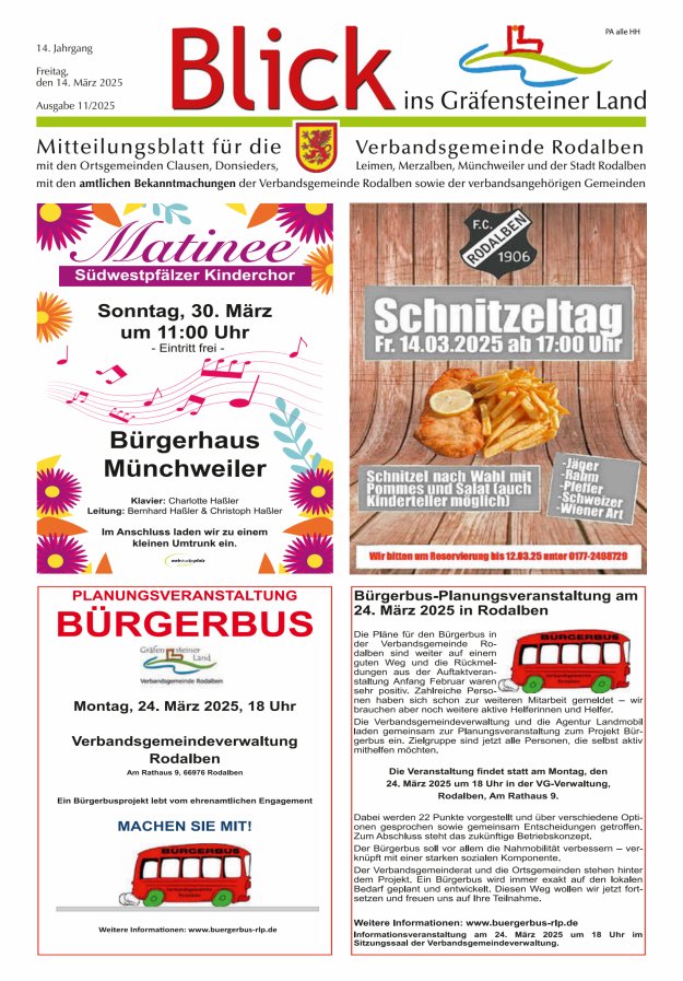 Blick ins Gräfensteiner Land VG Rodalben Titelblatt 11/2025