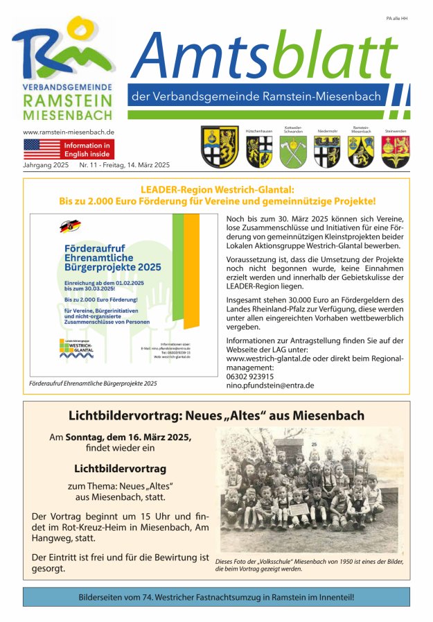 Amtsblatt VG Ramstein-Miesenbach Titelblatt 11/2025