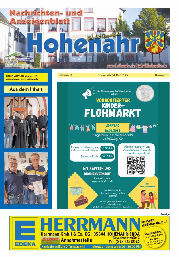 Nachrichten- und Anzeigenblatt für die Gemeinde Hohenahr Titelblatt 11/2025