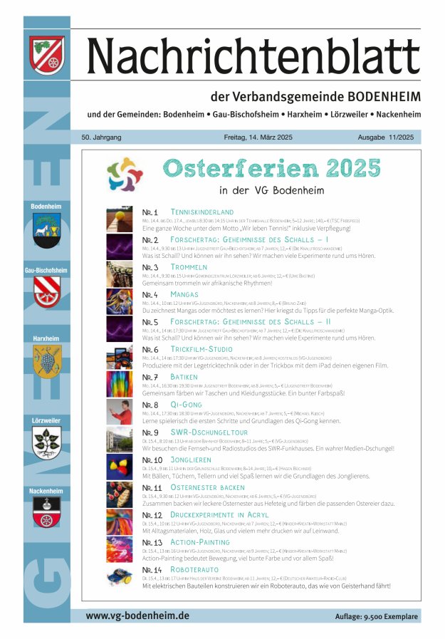 Nachrichtenblatt der VG Bodenheim              Titelblatt 11/2025
