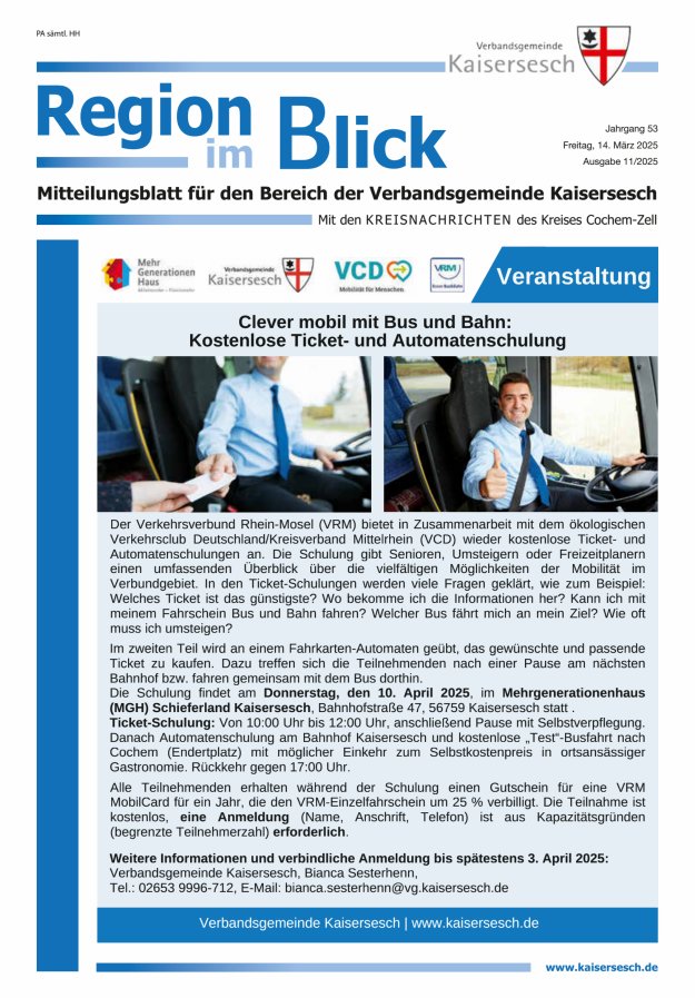 Region im Blick VG Kaisersesch Titelblatt 11/2025