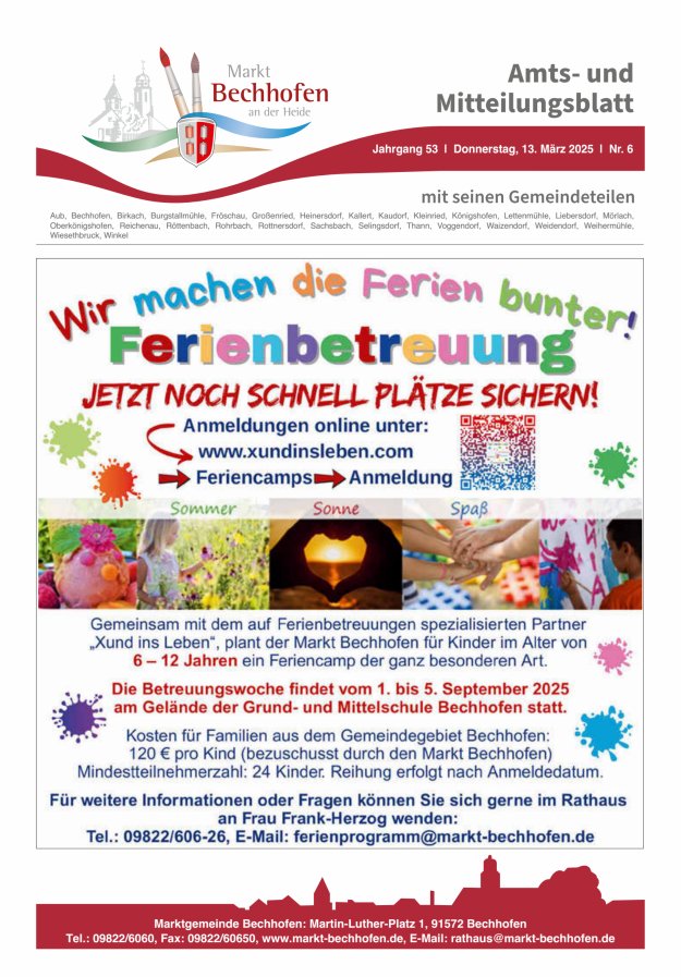 Amts- und Mitteilungsblatt für den Markt Bechhofen Titelblatt 06/2025