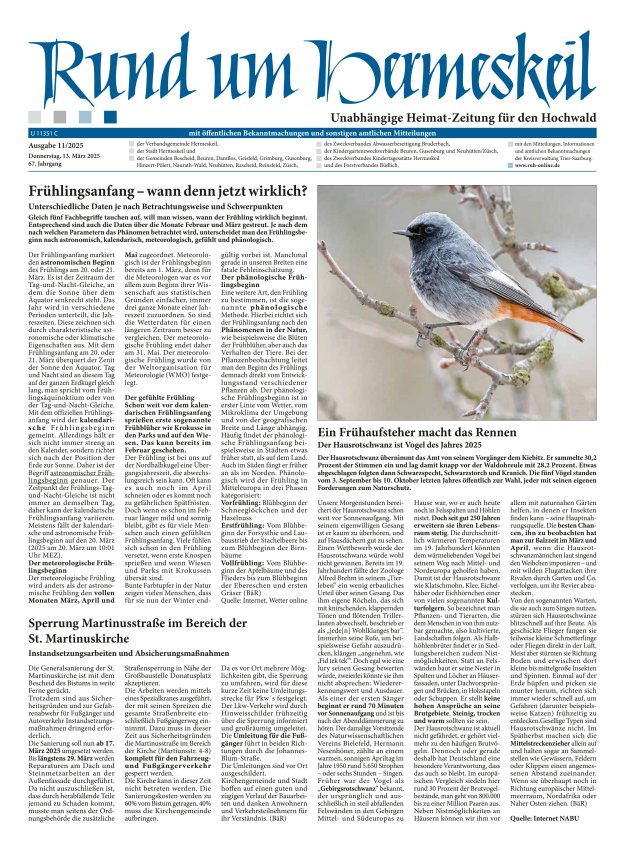 Rund um Hermeskeil Titelblatt 11/2025