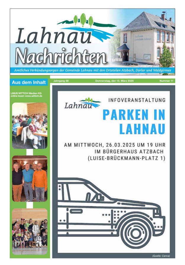 Lahnau Nachrichten Titelblatt 11/2025
