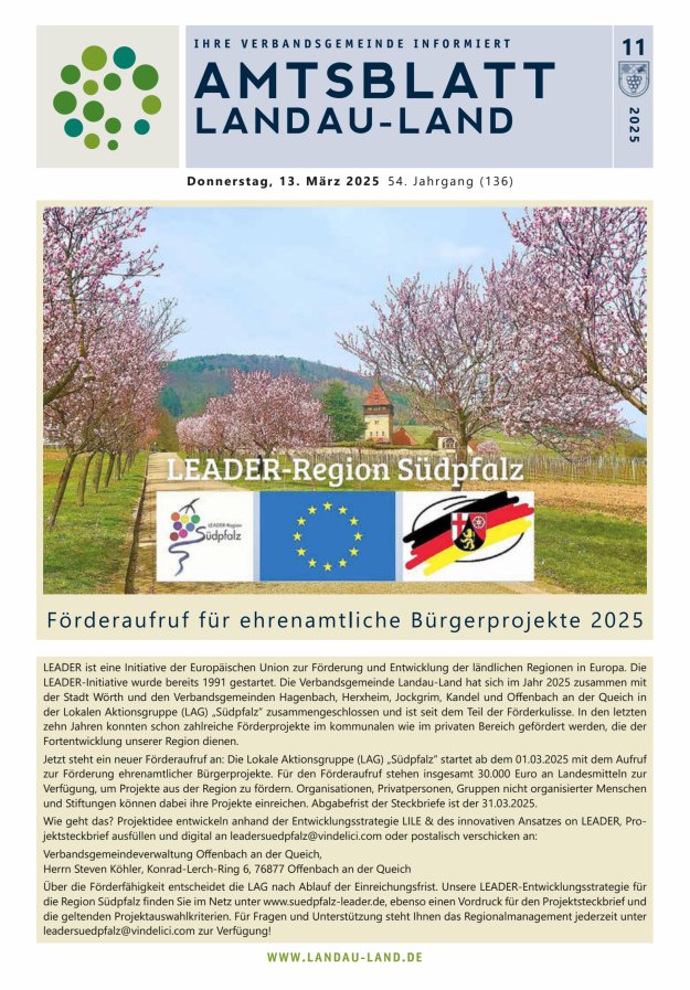 Amtsblatt VG Landau-Land Titelblatt 11/2025