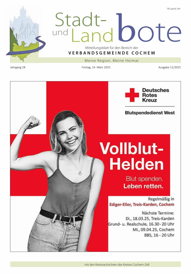 Stadt- und Landbote VG Cochem Titelblatt 11/2025