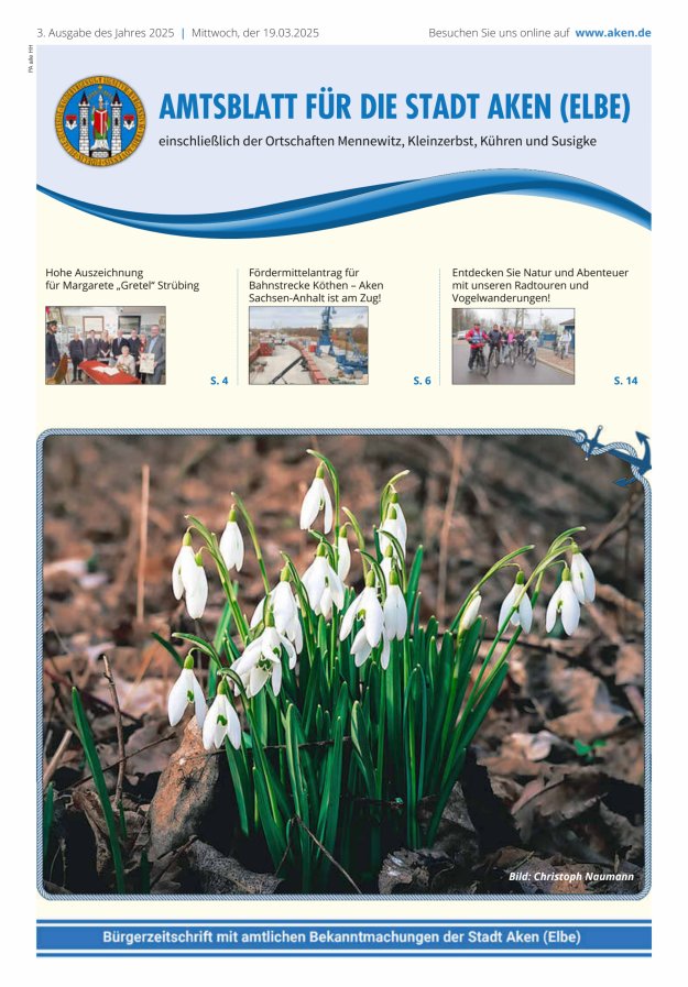 Amtsblatt der Stadt Aken (Elbe) Titelblatt 03/2025