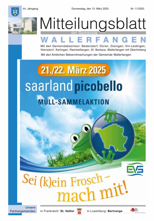 Mitteilungsblatt Gemeinde Wallerfangen Titelblatt 11/2025