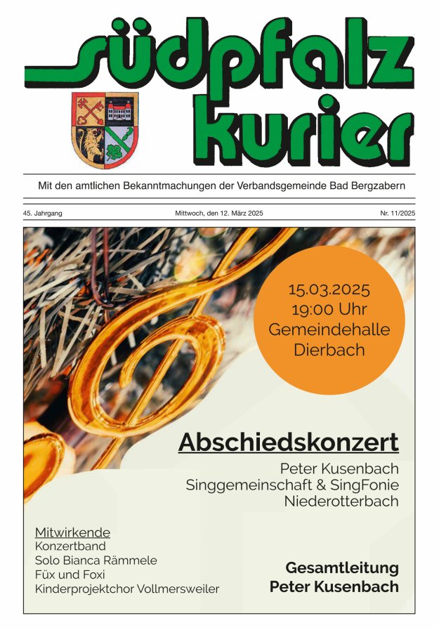 Südpfalz Kurier - VG Bad Bergzabern Titelblatt 11/2025