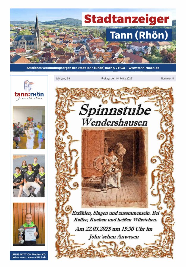 Stadtanzeiger Tann (Rhön) Titelblatt 11/2025