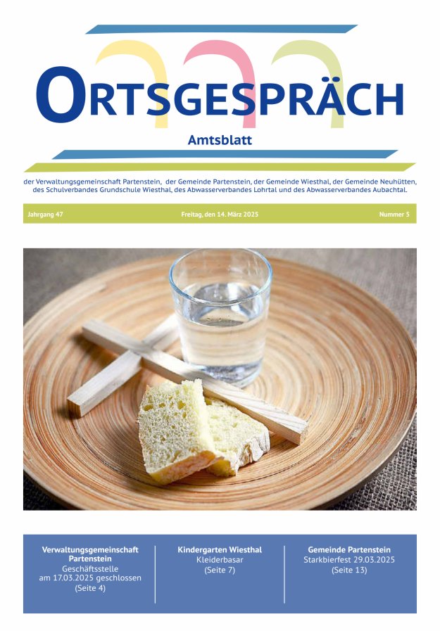 Ortsgespräch - Amtsblatt der VG Partenstein und ihrer Körperschaften Titelblatt 05/2025