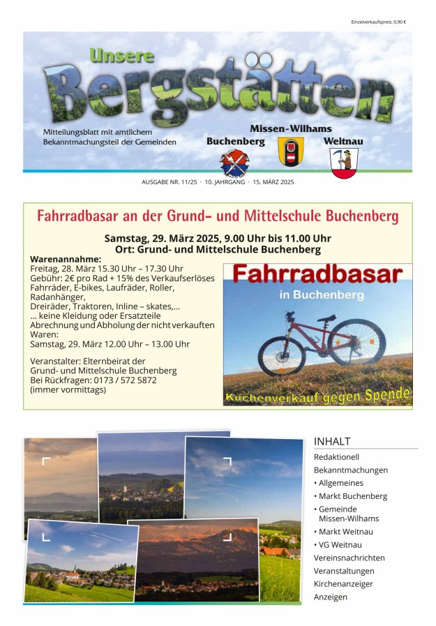 Unsere Bergstätten Mitteilungsblatt mit amtlichem Bekanntmachungsteil Titelblatt 11/2025