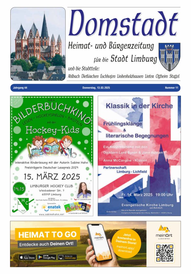 Domstadt - Heimat- und Bürgerzeitung für die Stadt Limburg Titelblatt 11/2025