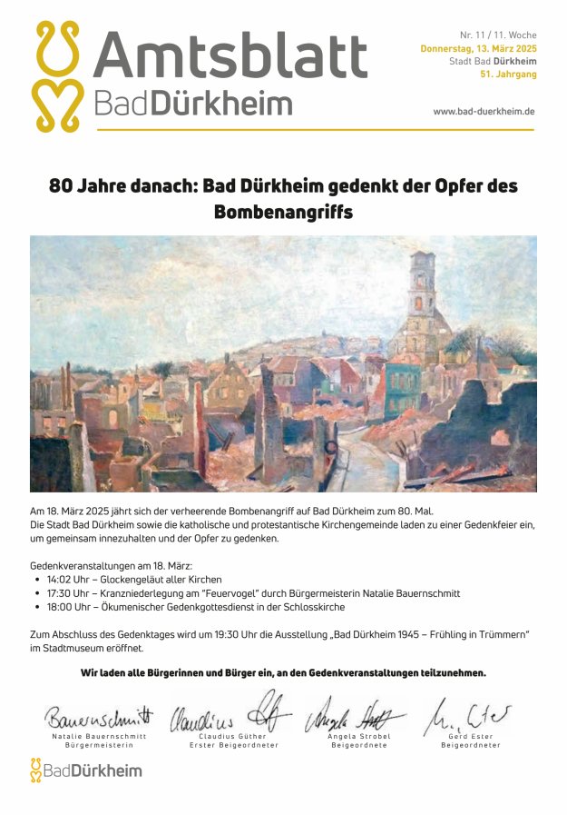 Bad Dürkheimer Woche Titelblatt 11/2025