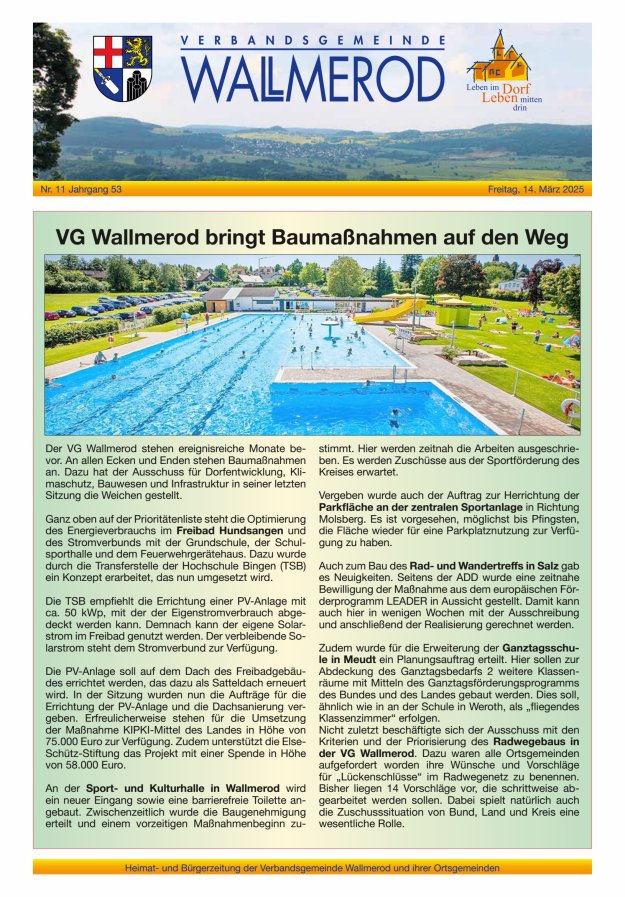 Wir über uns - Verbandsgemeinde Wallmerod Titelblatt 11/2025