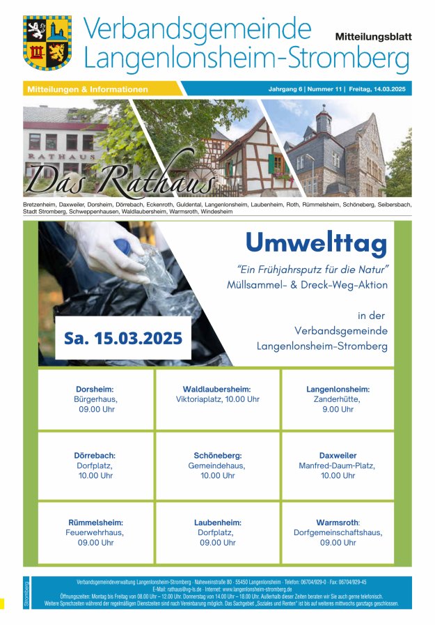 Das Rathaus - MTB d VG Langenlonsheim-Stromberg  Titelblatt 11/2025