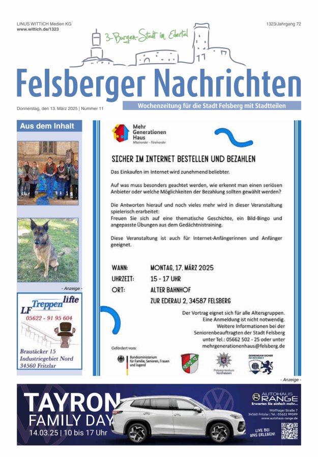 Felsberger Nachrichten Titelblatt 11/2025