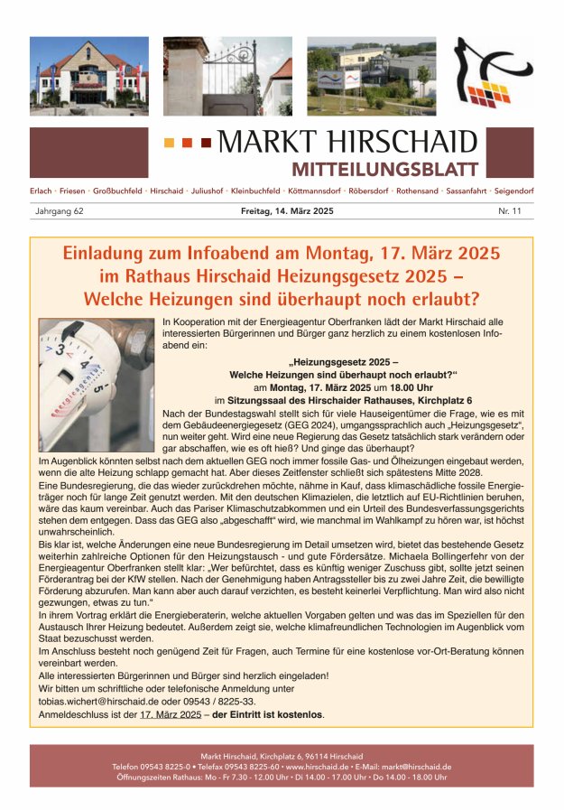 Mitteilungsblatt Markt Hirschaid Titelblatt 11/2025
