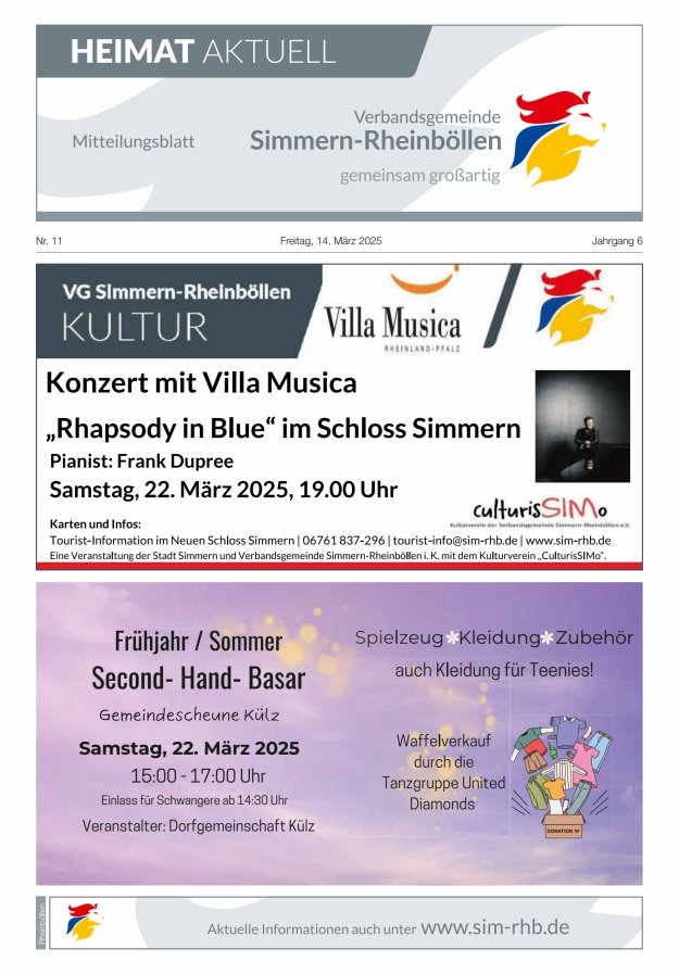 Heimat Aktuell Mitteilungsblatt der VG Simmern-Rheinböllen-Ausg Rheinböllen Titelblatt 11/2025