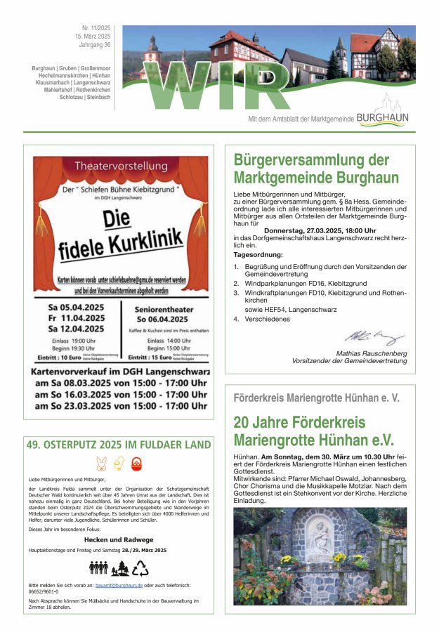 WIR - mit Amtsblatt der Marktgemeinde Burghaun Titelblatt 11/2025