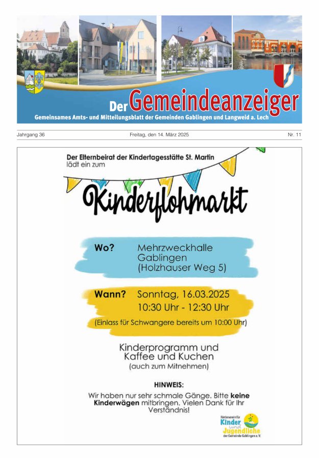 Der Gemeindeanzeiger - Gablingen Langweid Titelblatt 11/2025