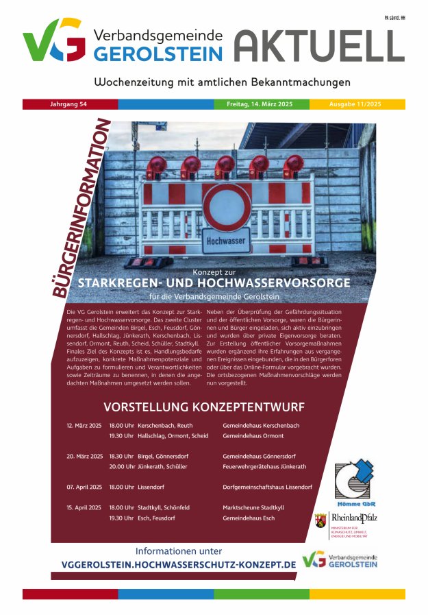 Verbandsgemeinde Gerolstein aktuell Titelblatt 11/2025