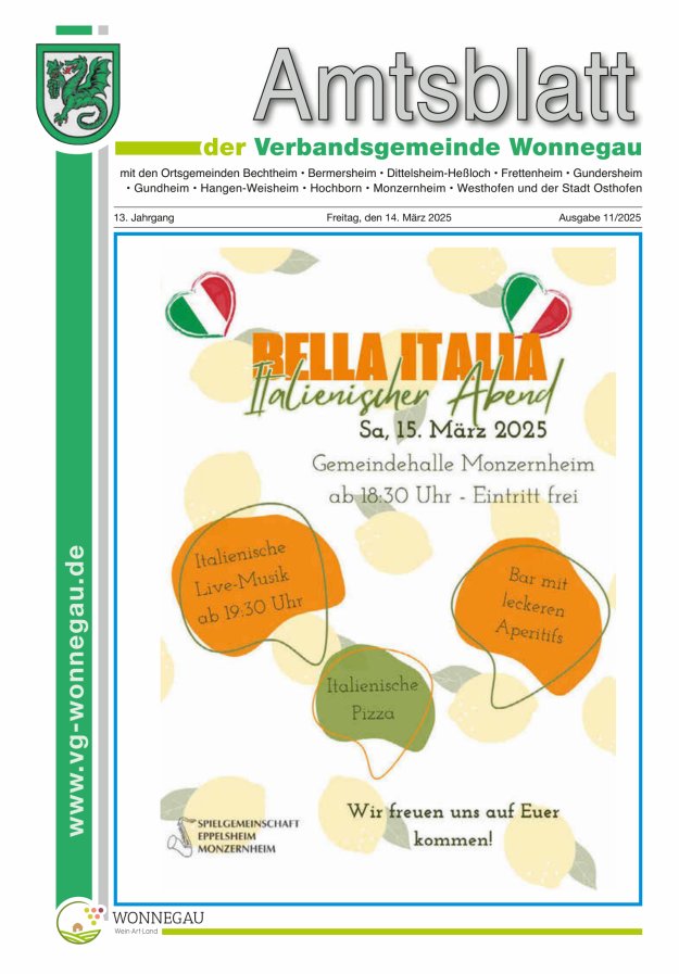 Amtsblatt VG Wonnegau Titelblatt 11/2025