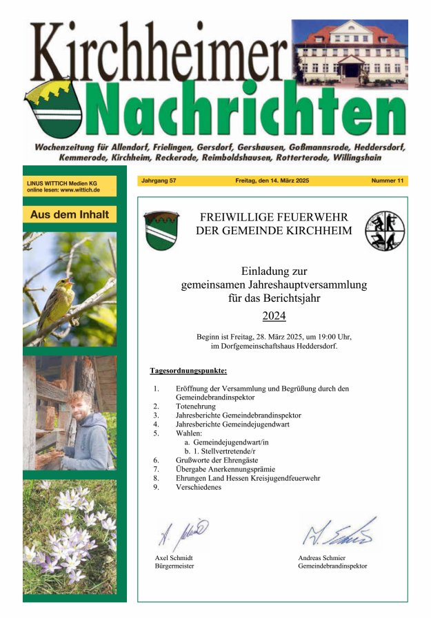 Kirchheimer Nachrichten Titelblatt 11/2025