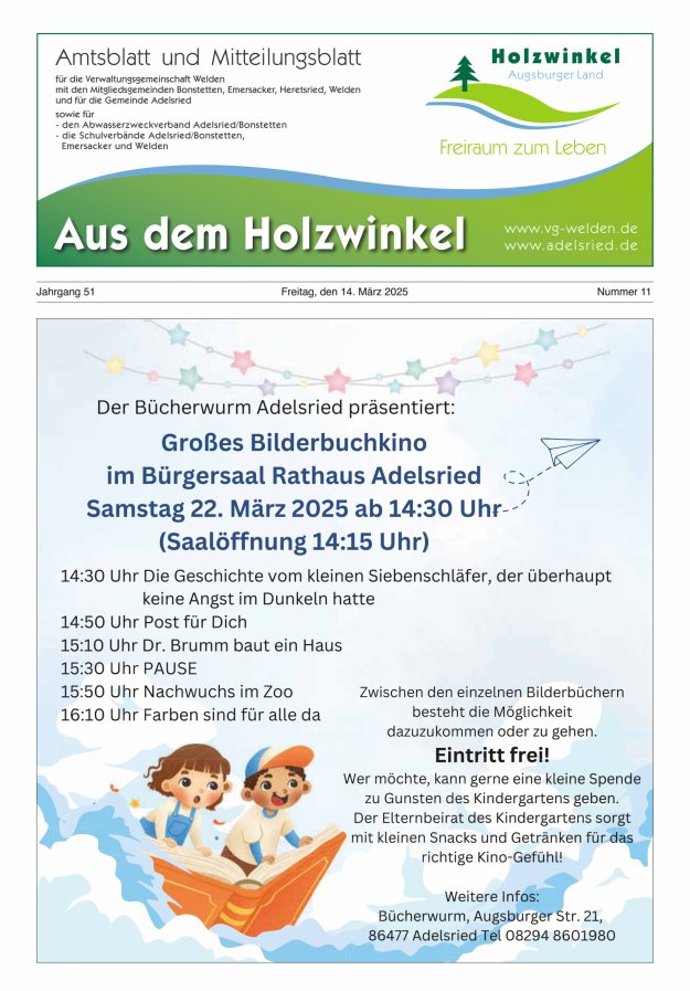Aus dem Holzwinkel Amtsblatt u Mitteilungsblatt f VG Welden u GemAdelsried Titelblatt 11/2025
