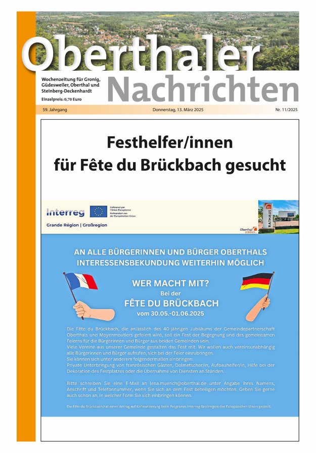 Oberthaler Nachrichten Titelblatt 11/2025