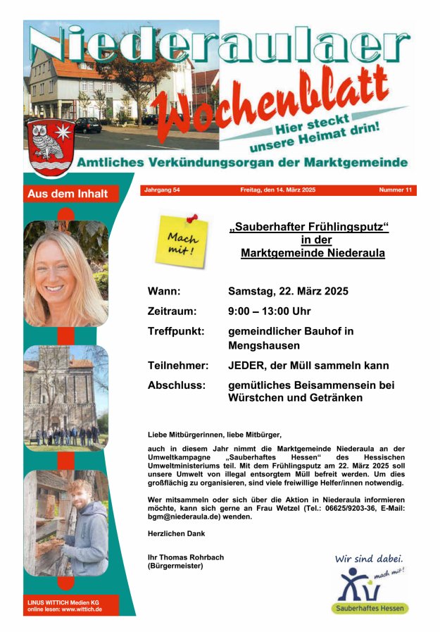 Niederaulaer Wochenblatt Titelblatt 11/2025