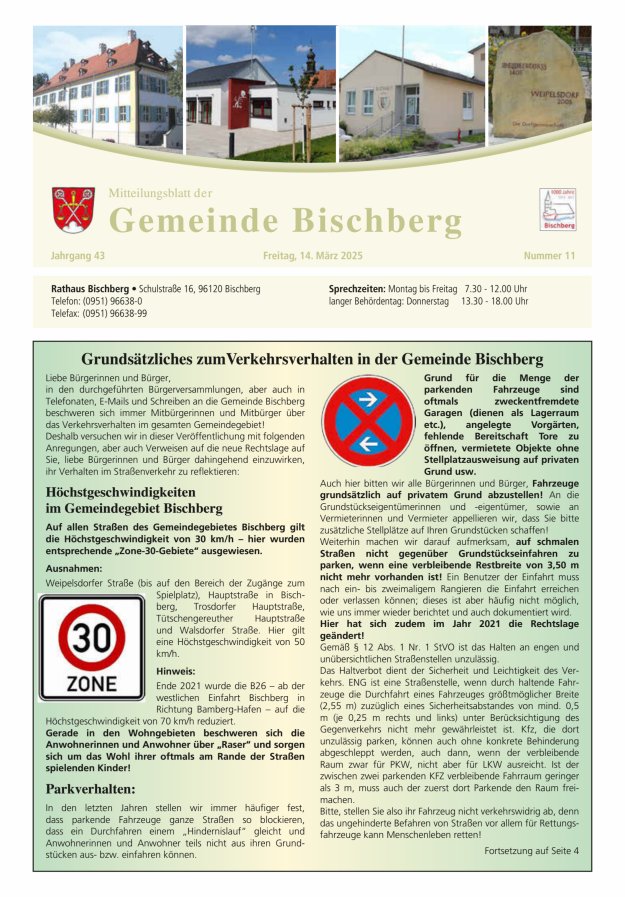 Mitteilungsblatt der Gemeinde Bischberg Titelblatt 11/2025
