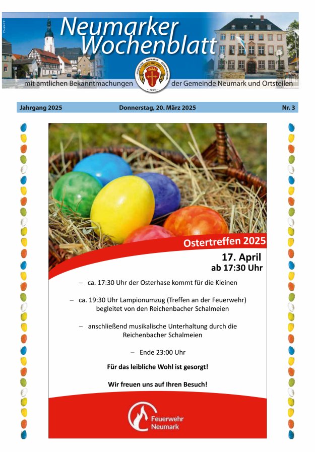 Neumarker Wochenblatt Titelblatt 03/2025