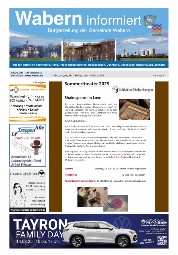 Wabern informiert Titelblatt 11/2025