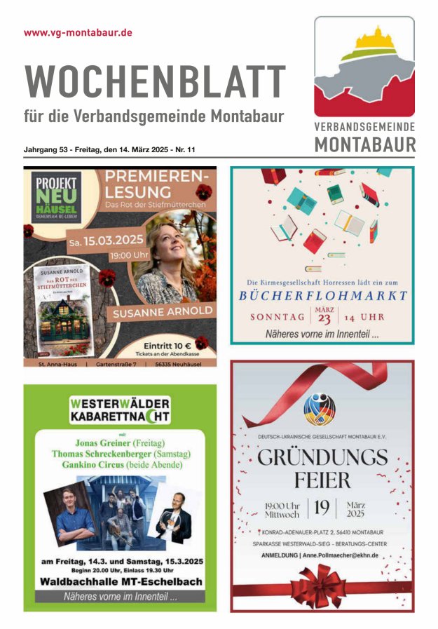 Wochenblatt der Verbandsgemeinde Montabaur Titelblatt 11/2025