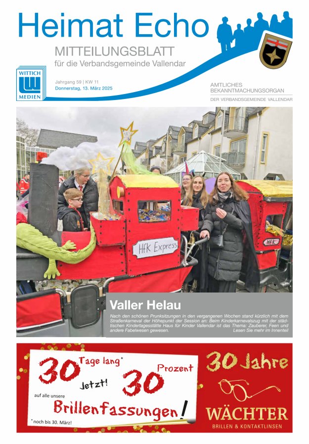 Heimat-Echo - Heimat- und Bürgerzeitung Verbandsgemeinde Vallendar Titelblatt 11/2025
