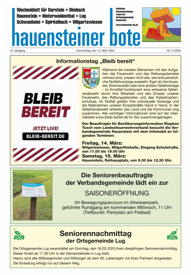 Hauensteiner Bote Titelblatt 11/2025