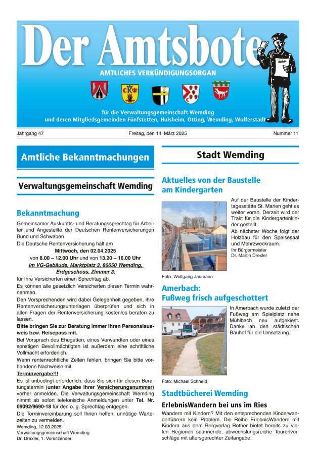 Der Amtsbote - Wemding Verwaltungsgemeinschaft Titelblatt 11/2025