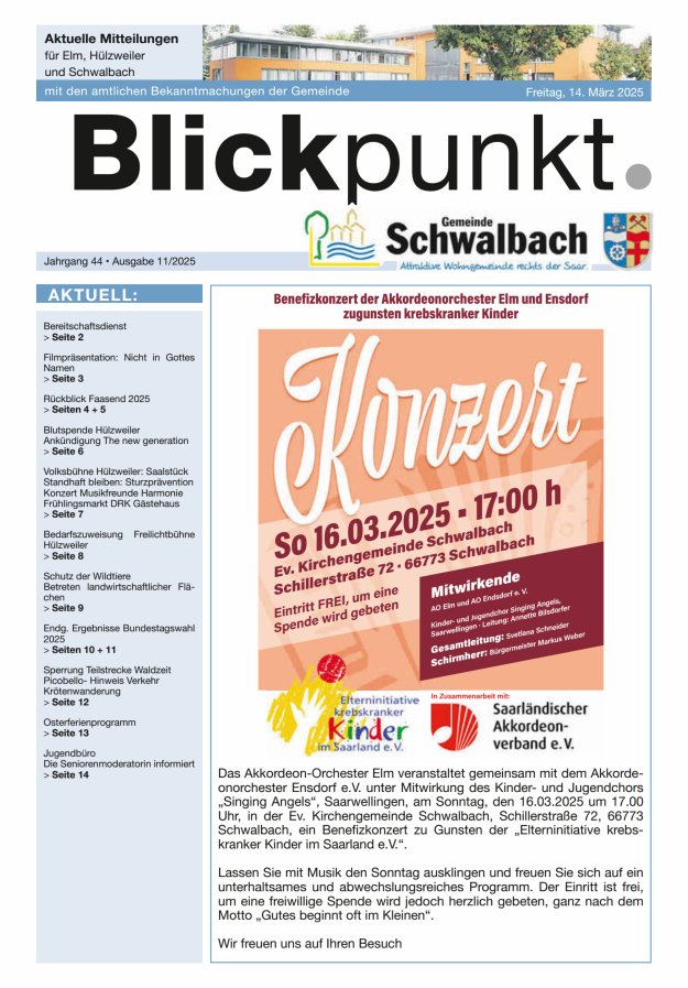 Blickpunkt Schwalbach Titelblatt 11/2025