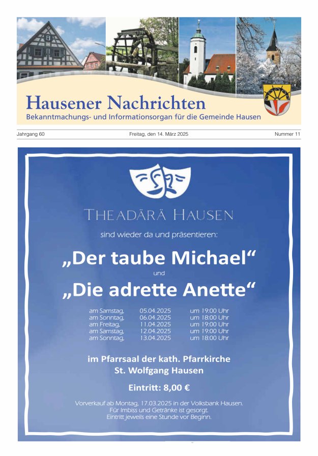 Hausener Nachrichten Titelblatt 11/2025