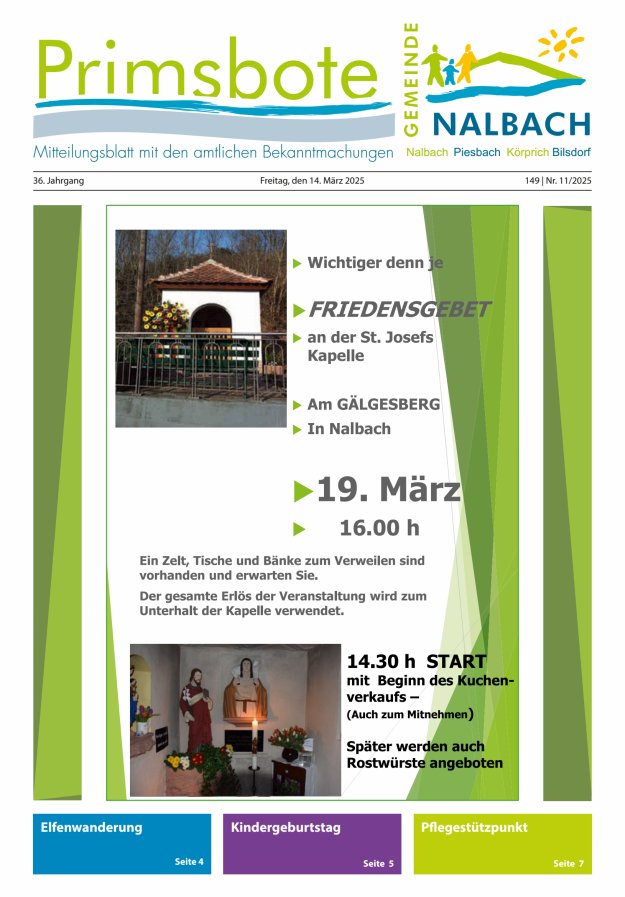 Primsbote Gemeinde Nalbach Titelblatt 11/2025