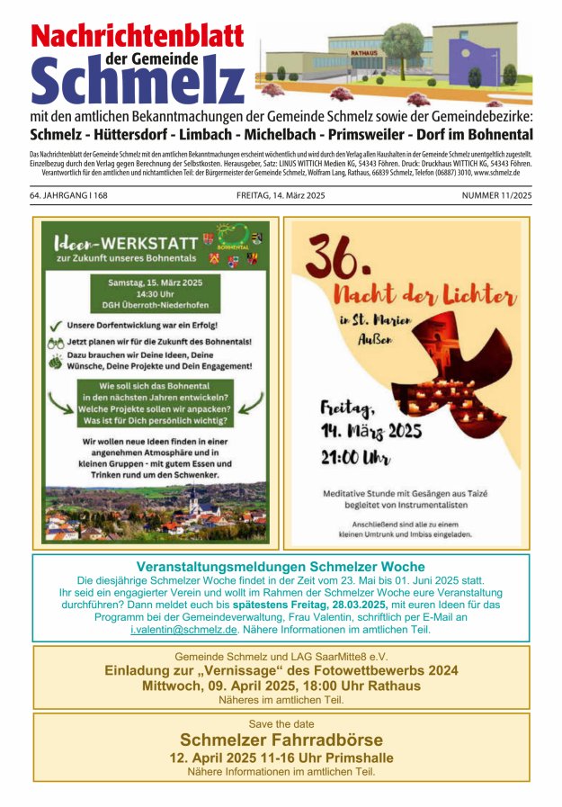 Nachrichtenblatt Schmelz Titelblatt 11/2025