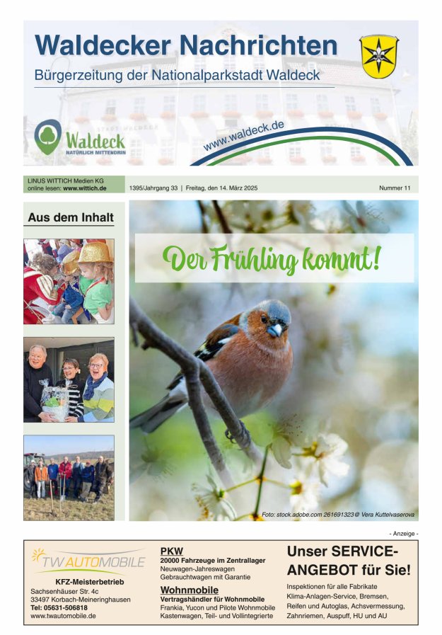 Waldecker Nachrichten Titelblatt 11/2025